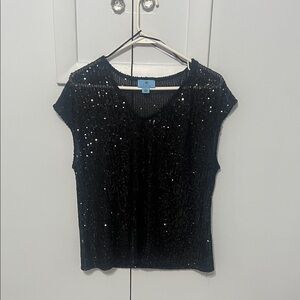 CeCe Black Sequin Blouse